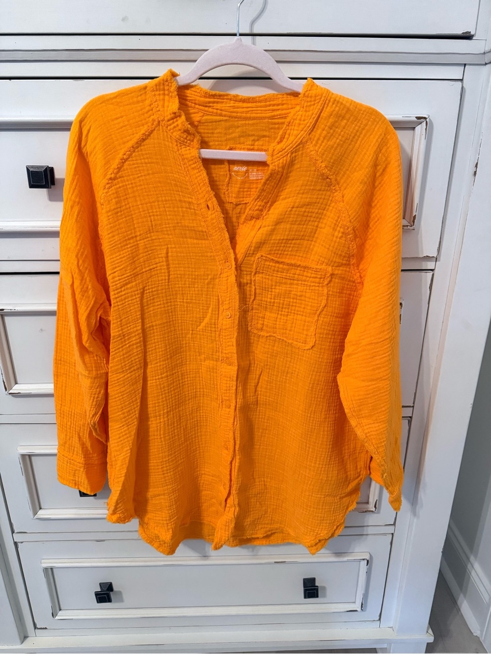 aerie Bright Orange Gauze Button-Down Shirt